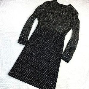 Tory Burch •6• A line silk top/tweed bottom long sleeve dress
